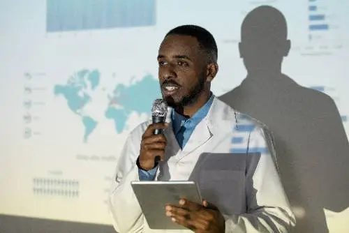 doctor giving a speech at a conference