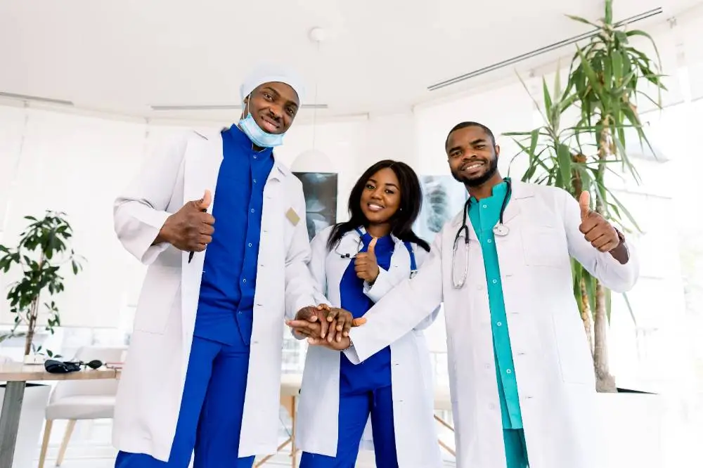 Happy african doctors