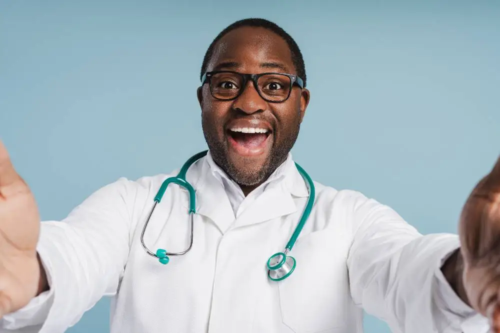 happy doctor in glasses